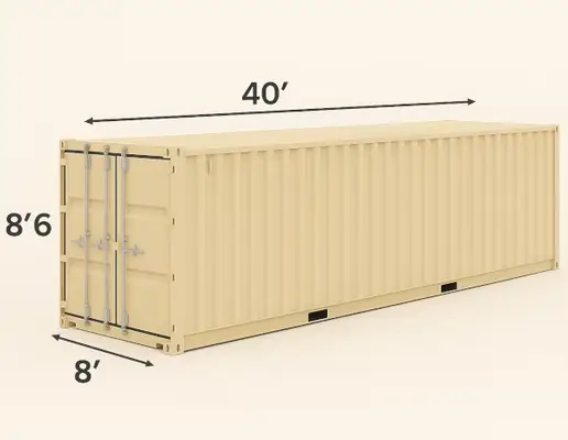 A 40-foot container on a farm storing large equipment