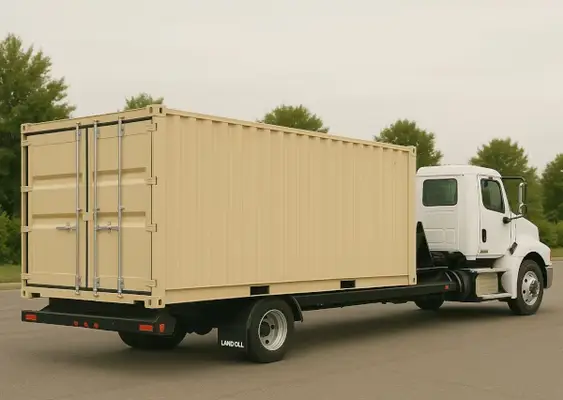 Shipping container delivery process from depot to site