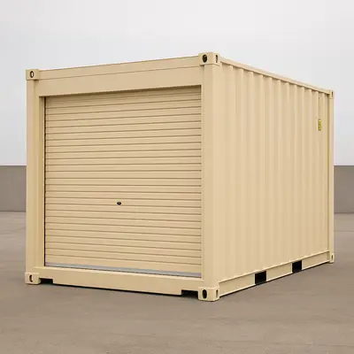 Container with custom roll-up door