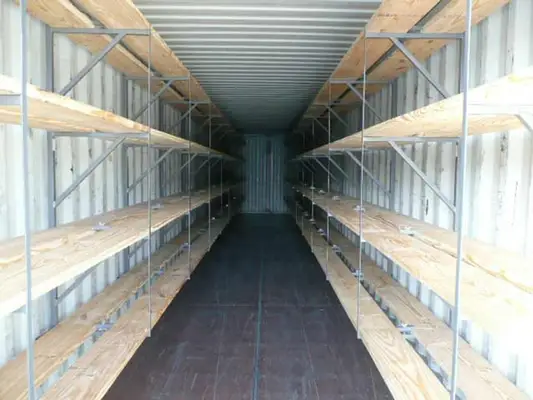 Container with custom shelving