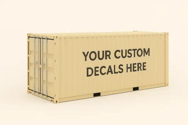 Container with custom branding and decals