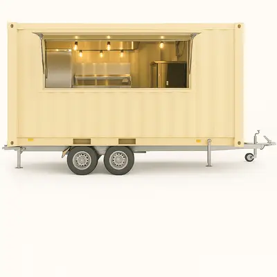 Container with food truck modifications