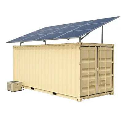 Container with solar panel installation