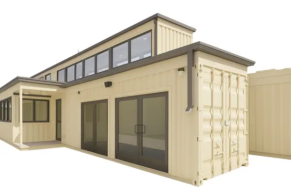 Stacked container house with structural modifications